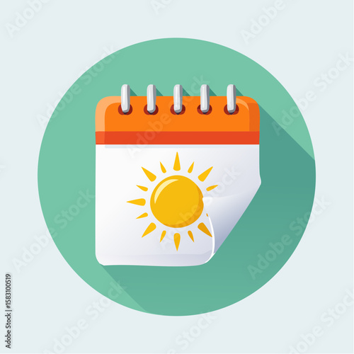 Calendar page reveals sunny day, turning from past to future promise