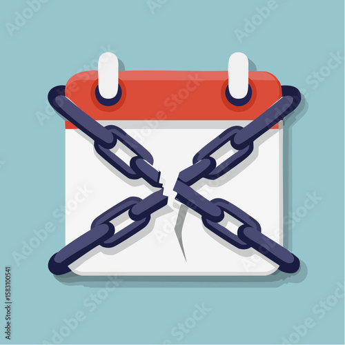 Calendar marked with broken chain on a date symbolizing habit breaking