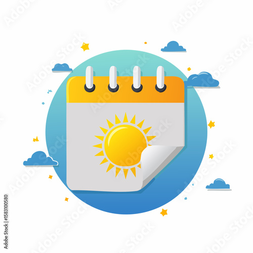 Page of calendar revealing sunshine and positive future outlook