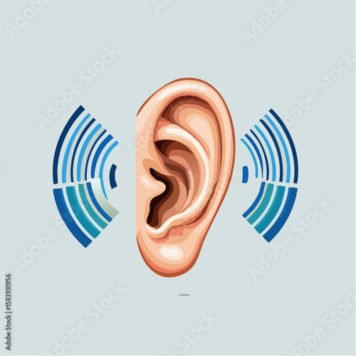 Human ear receives sound waves
