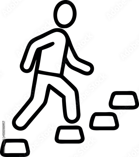 Person walking up steps icon stepping stones