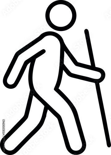 Person walking with a stick icon silhouette