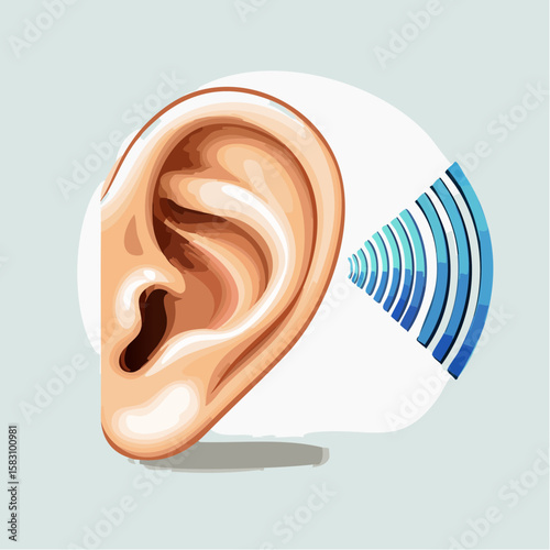 Human ear receiving sound waves