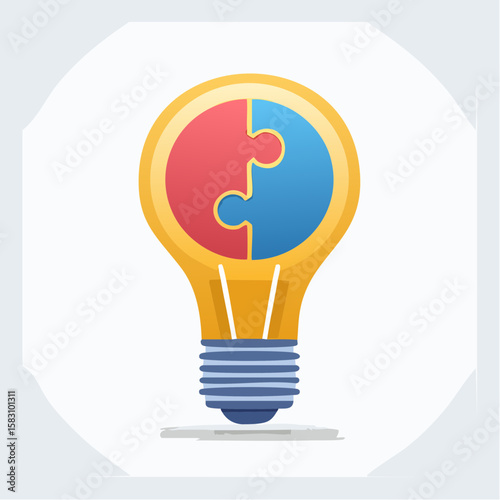 Lightbulb made of two interlocking speech bubbles or puzzle pieces