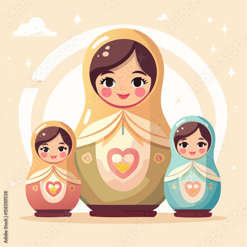 Russian nesting dolls set showcasing refined and brighter versions