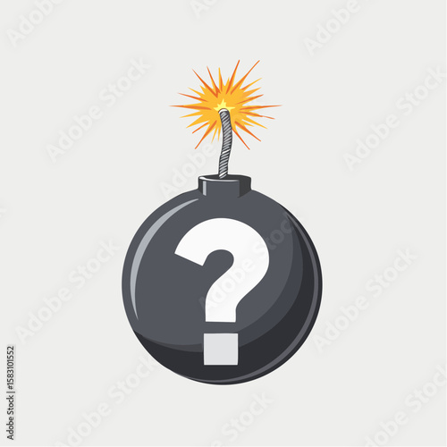 Questionable explosive idea presented as a lit bomb with a question mark