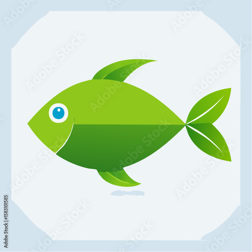 Leafy creation of a fish, using single green leaf for creative art form