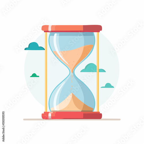 Time flies backwards hourglass with sand rising against gravity