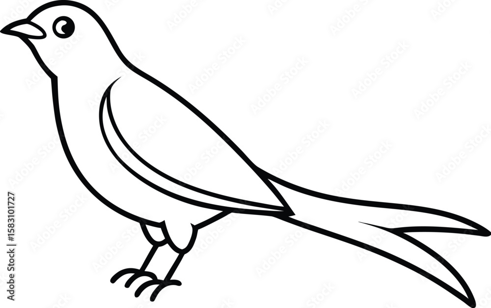 Fototapeta premium A cuckoo bird line art vector illustration.