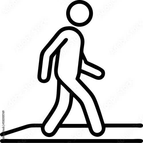 Simple icon of a person walking on a path silhouette