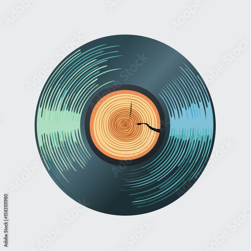 Vinyl record features grooves resembling trees growth rings pattern