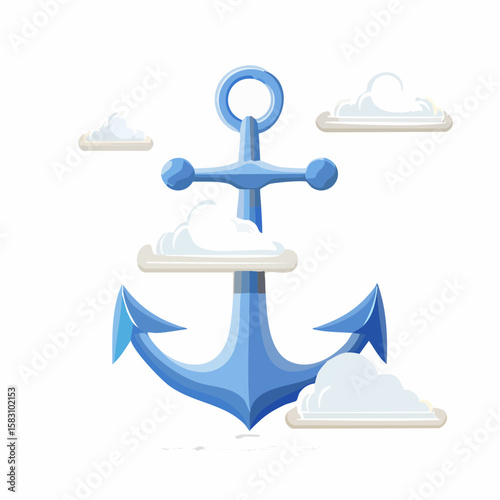Floating anchor made of clouds in the sky near scattered clouds
