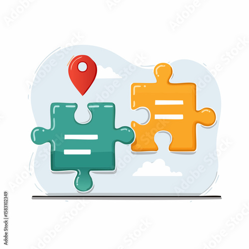 Two puzzle pieces fitting together representing communication