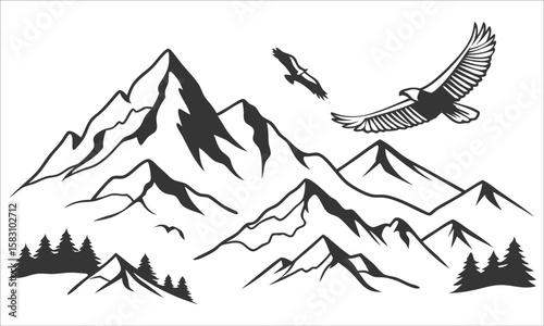Majestic mountains and soaring eagles peaks bird