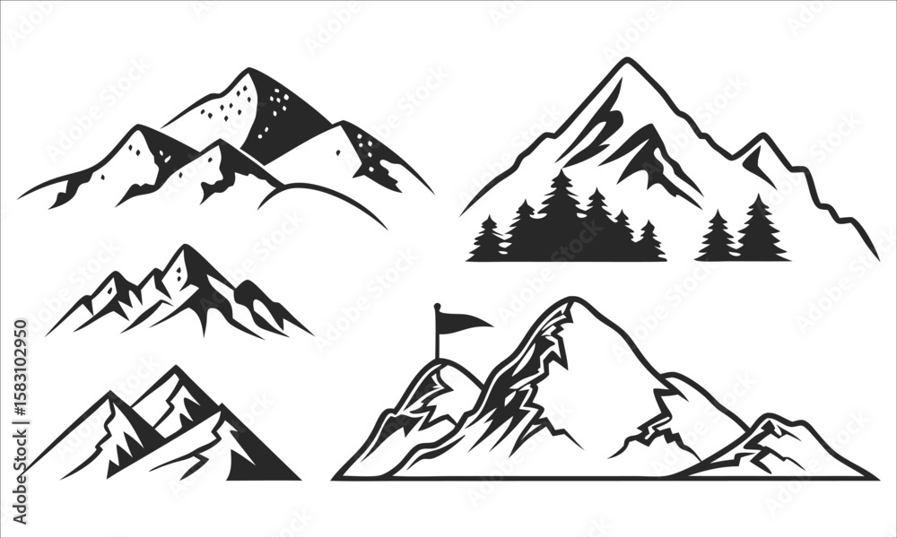 Fototapeta premium Mountain Peaks And Trees mountains nature