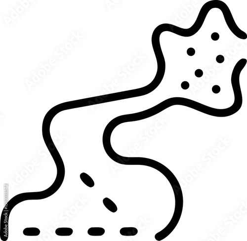 Winding path with scattered dots icon trail road
