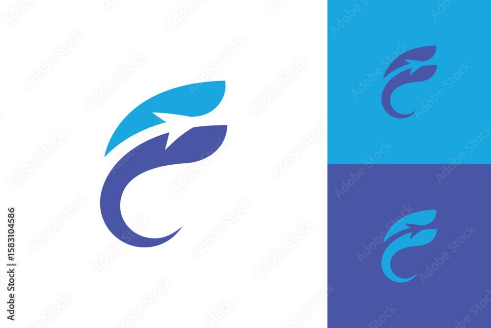 Obraz premium Abstract Vector Letter F with Up Arrow Logo icons for Finance Business, travel, logistics, growth, success, and progress in business or finance branding.