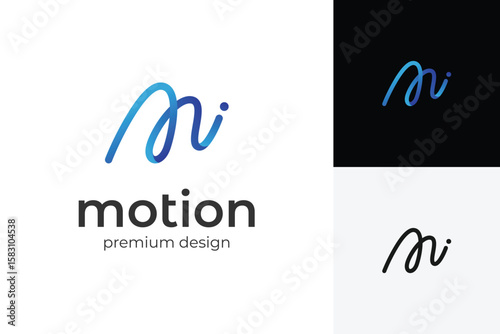 Abstract letter m media digital logo icon design. motion graphic vector logo template. M logo in a smooth blue gradient style