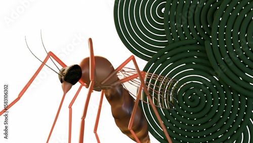 Photos A 3d rendering of mosquito and green mosquito coils