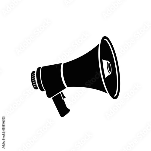 Vector art of a black megaphone is isolated on white background, ready to amplify sound
