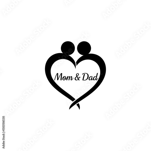 Vector art of mom and dad heart isolated on white background in vector format