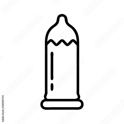 Condom icon in black outline style on white background