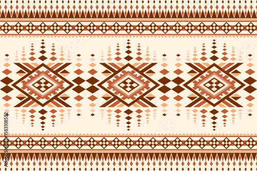 Earthy seamless geometric pattern in brown beige and cream Repeating diamond triangle and square motifs create intricate