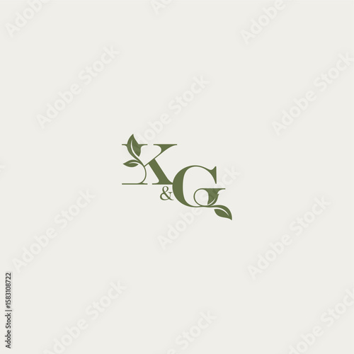organic leaf logo bold initial concept letter luxury wedding monogram design KG