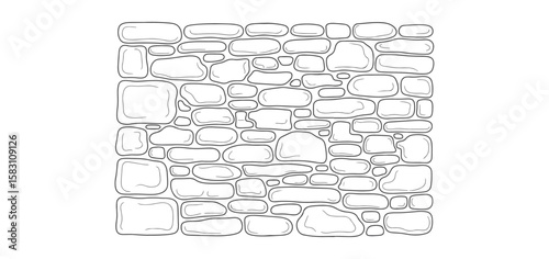 stone wall cad drawing for landscape, outdoor and nature park