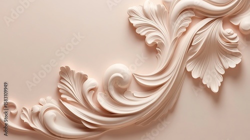 Ornate, light beige relief design (3)