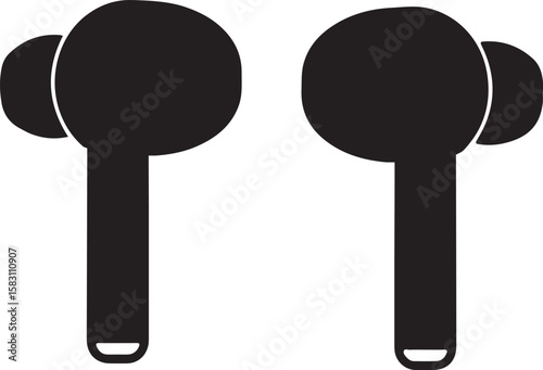 Airpods icon, earphones icon, earbuds icon, headphones silhouette, airpods earphone icon vector illustration