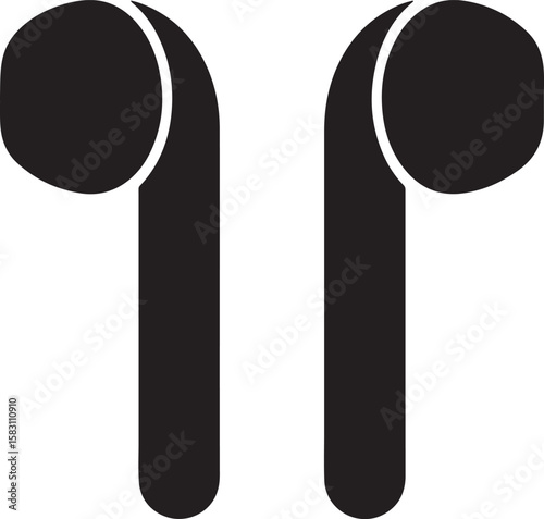 Airpods icon, earphones icon, earbuds icon, headphones silhouette, airpods earphone icon vector illustration