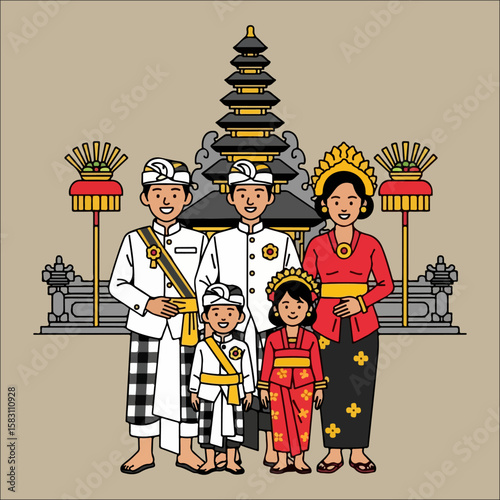 Balinese family vector