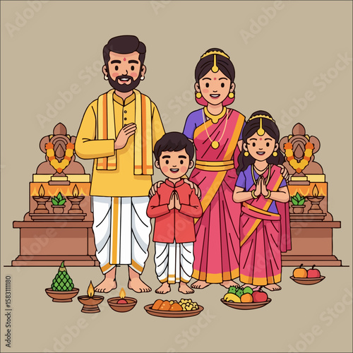 indian family vector