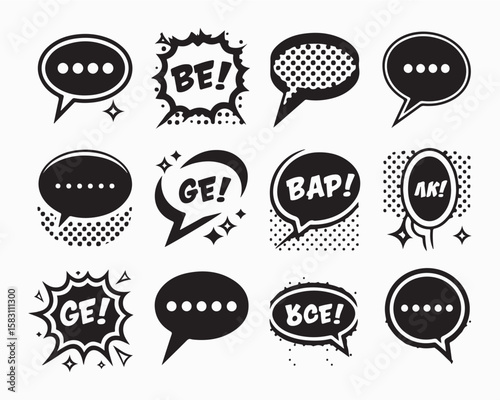 Comic speech bubble vector, comic book sound effects, pop art design with Bam, Thud, Zap, Boom and more in explosion shapes, perfect comic boom for action theme graphics, retro design