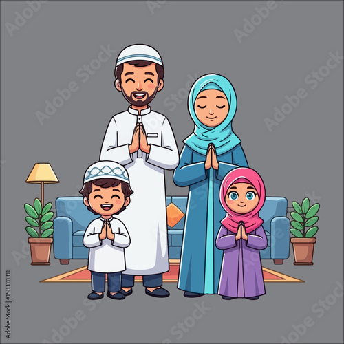 Islamic family vector