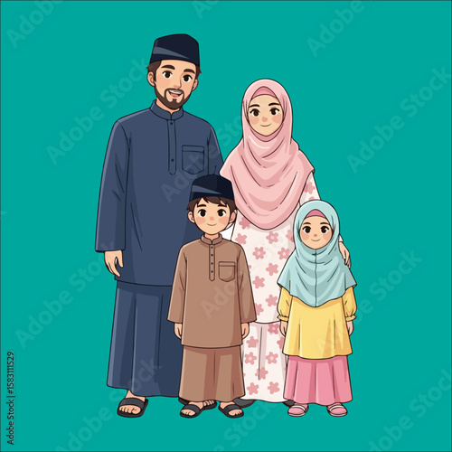 Islamic family vector