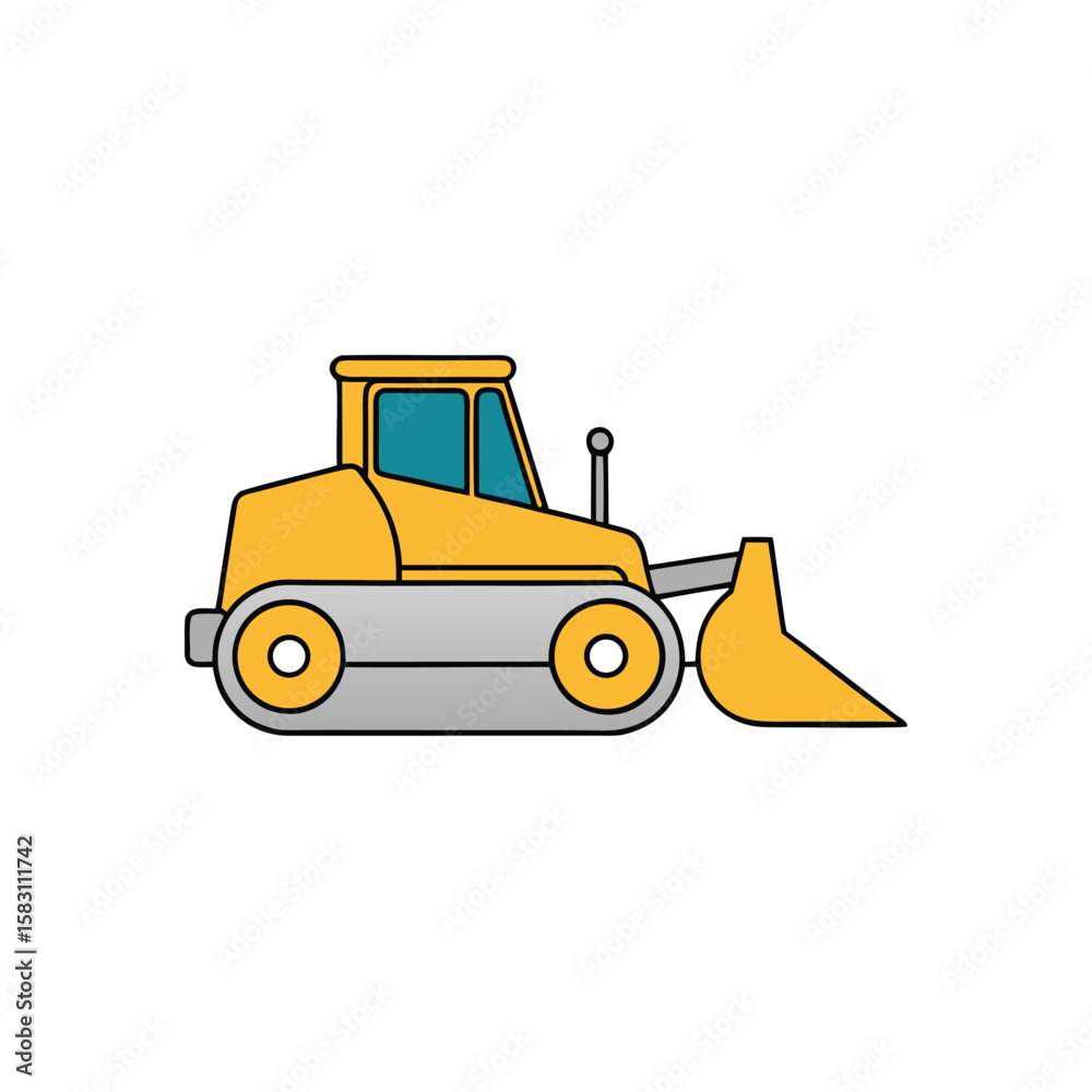Naklejka premium bulldozer with blade clean vector with 