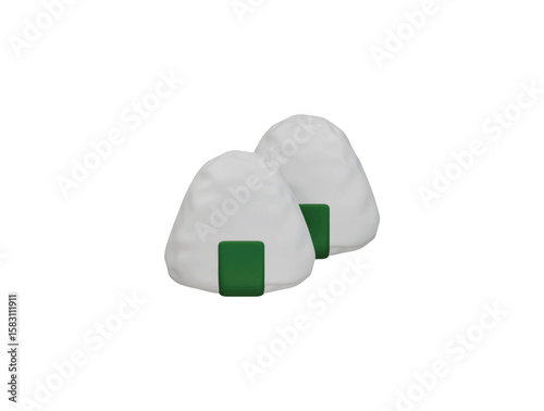 onigiri icon 3d illustration render