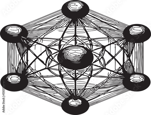 Molecule structure science icon line art vector of atomic bonds and chemical compound diagram for research and education