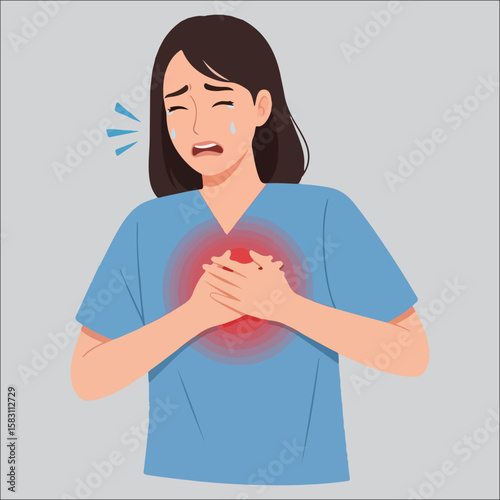 vector illustration of a woman with heart disease