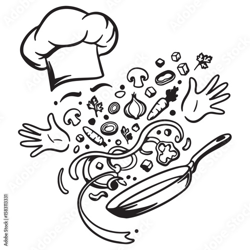 Whimsical Culinary Creation Chef's Hat Vegetables and Hand Gestures A Symphony of Flavors and Visual Delights