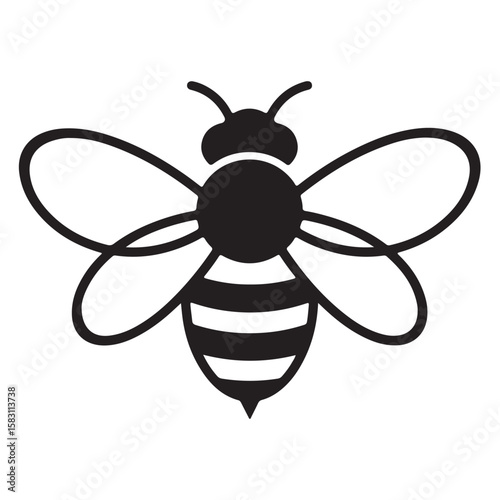 Simple Bee Illustration with Bold Black Lines A Classic Design of an Insect for Logos and Various Creative Projects