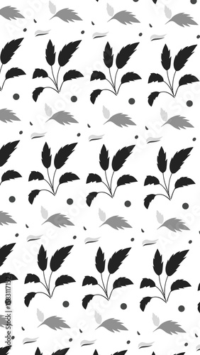 black and white seamless pattern, seamless leaf pattern, wrapping paper design