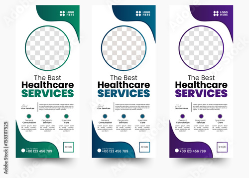 new modern abstract medical clinic roll up banner, creative minimal x banner stand for commercial and Multipurpose Use professional design, Professional health care and medical roll up design. 