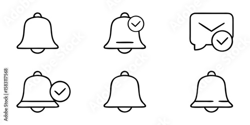 Notification icons in outline style for messaging and alerts  