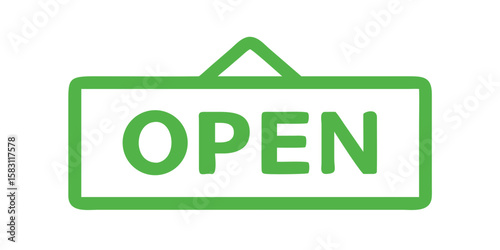 Green open sign with hanging loop for business accessibility  