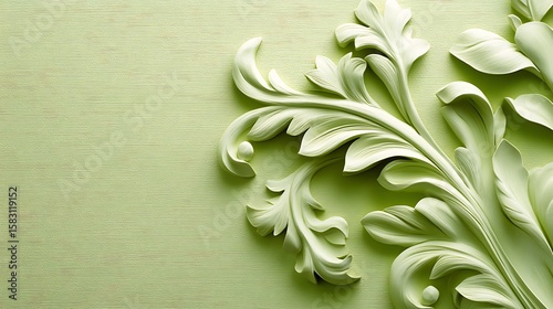 Ornate light green relief carving