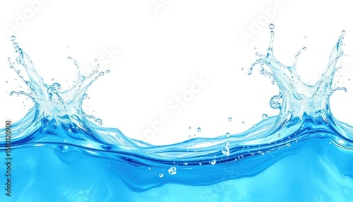 Water Splash in Blue Colors with White Background