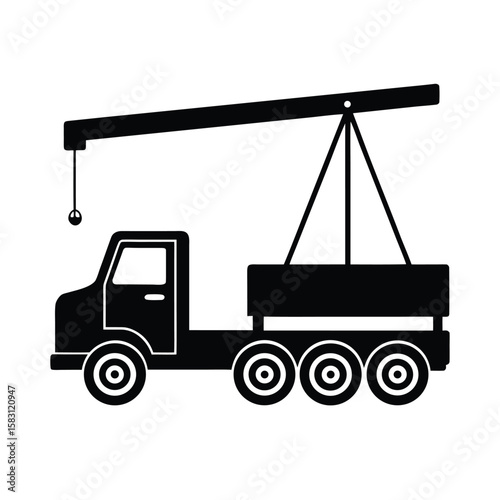 crane truck lifting beam   clean vector with white